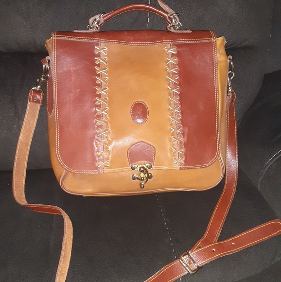 YVES Saint Laurent | Braided Detail Handle and Strap Messenger Bag - Tan/Whiskey - Picture 12 of 12